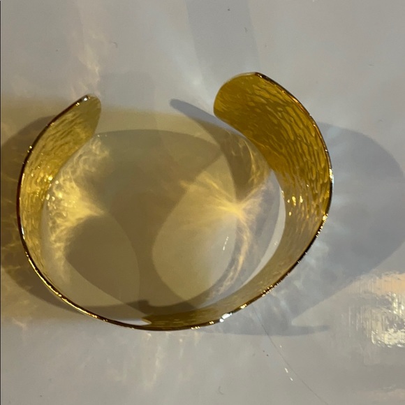Gold Hammered Bracelet - Large Costume Cuff - Picture 2 of 7